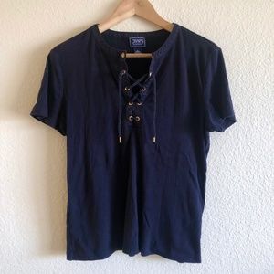 Ralph Lauren Chaps Lace Up Navy Tee